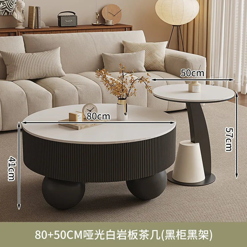 Round Designer Coffee Table Storage Nordic Aesthetic Minimalist Coffee Table Drawers Italian Simple Mesa Auxiliar Home...