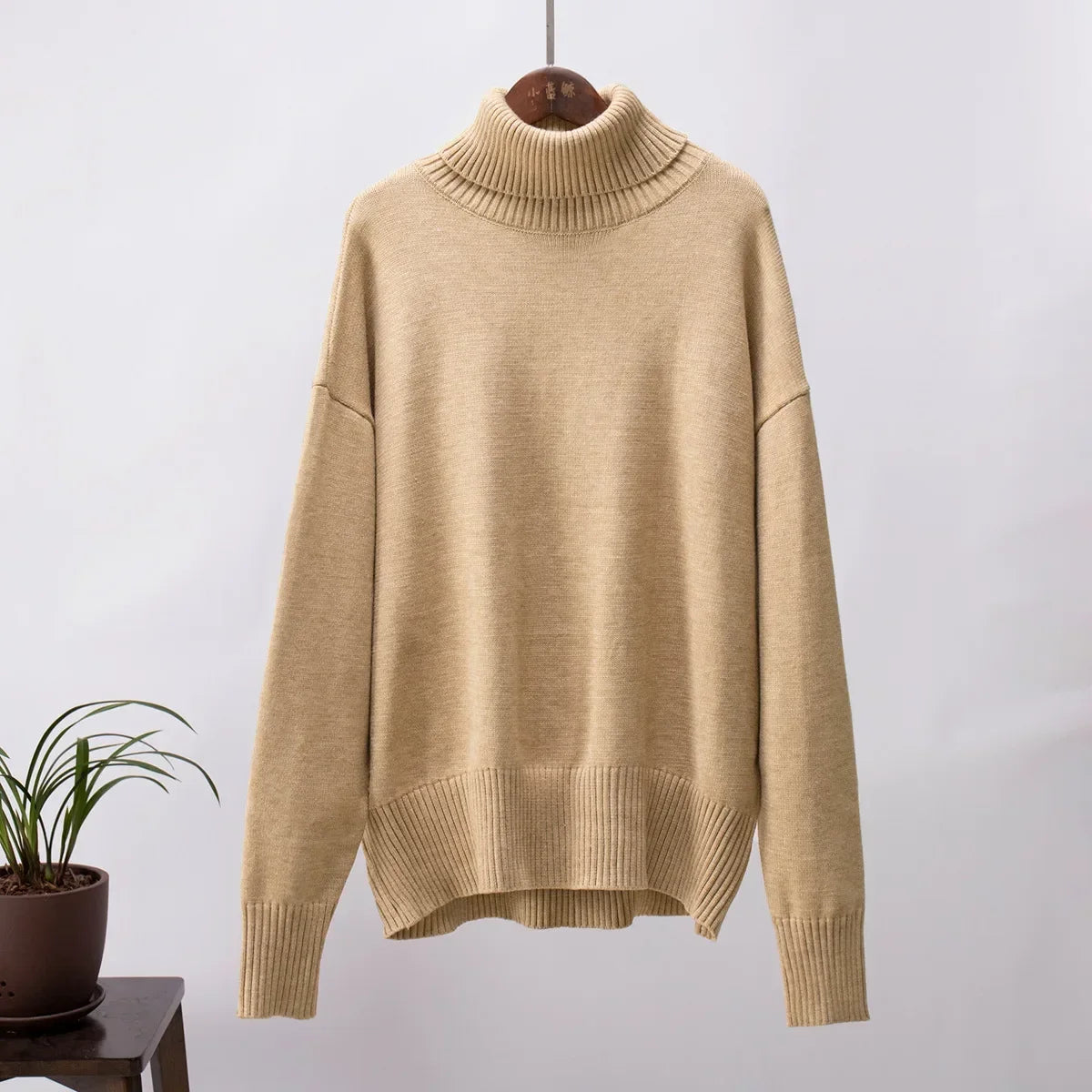 2024 Autumn and Winter New Thick Cashmere Sweater Women High Neck Pullover Sweater Warm Loose Knitted Base Sweater Jacket Tops