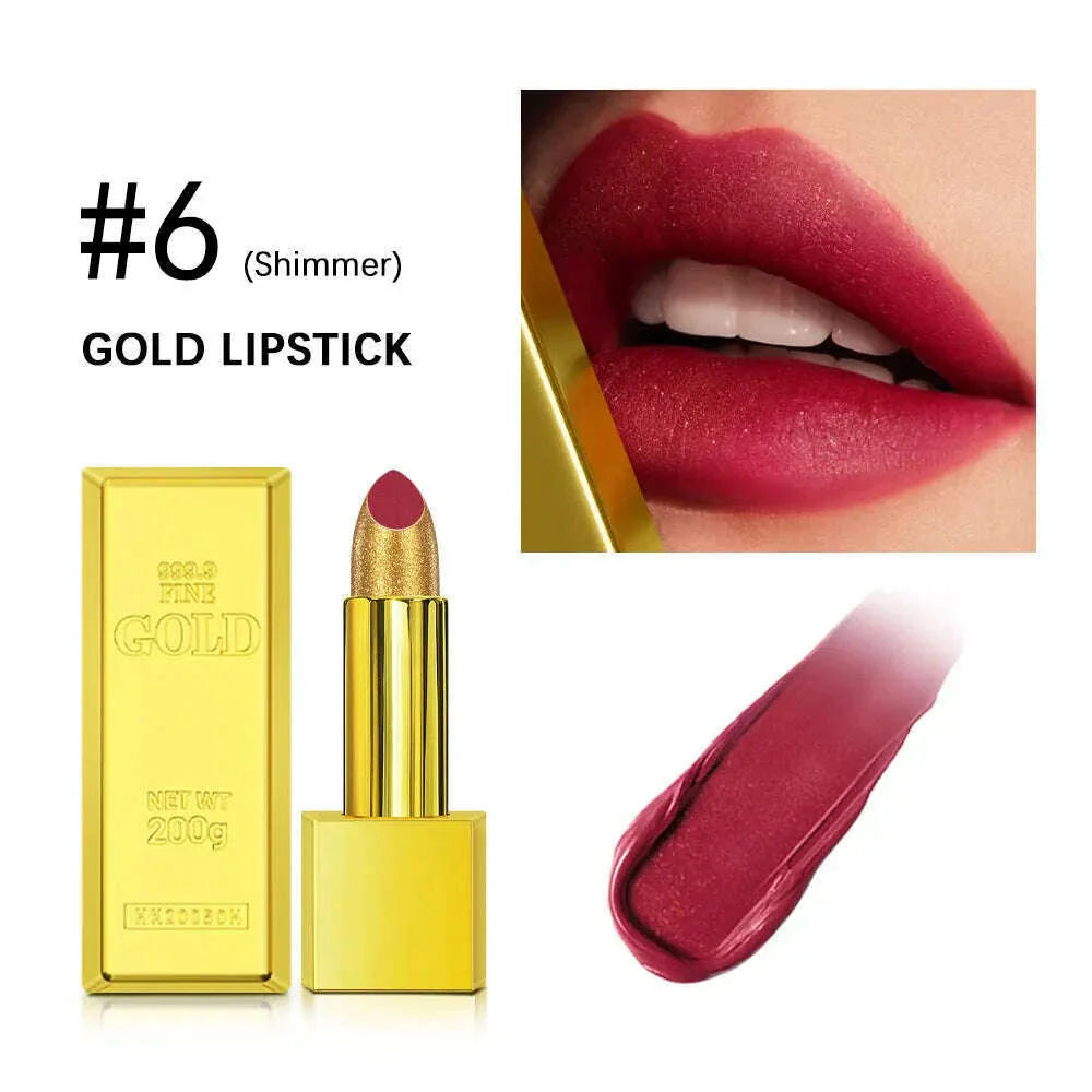 New Glitter Lipstick Moisturizing Gold Lipstick Long Lasting Lipstick Shiny Lip Gloss Velvet Matte Lipstick Glitter Lip Kit