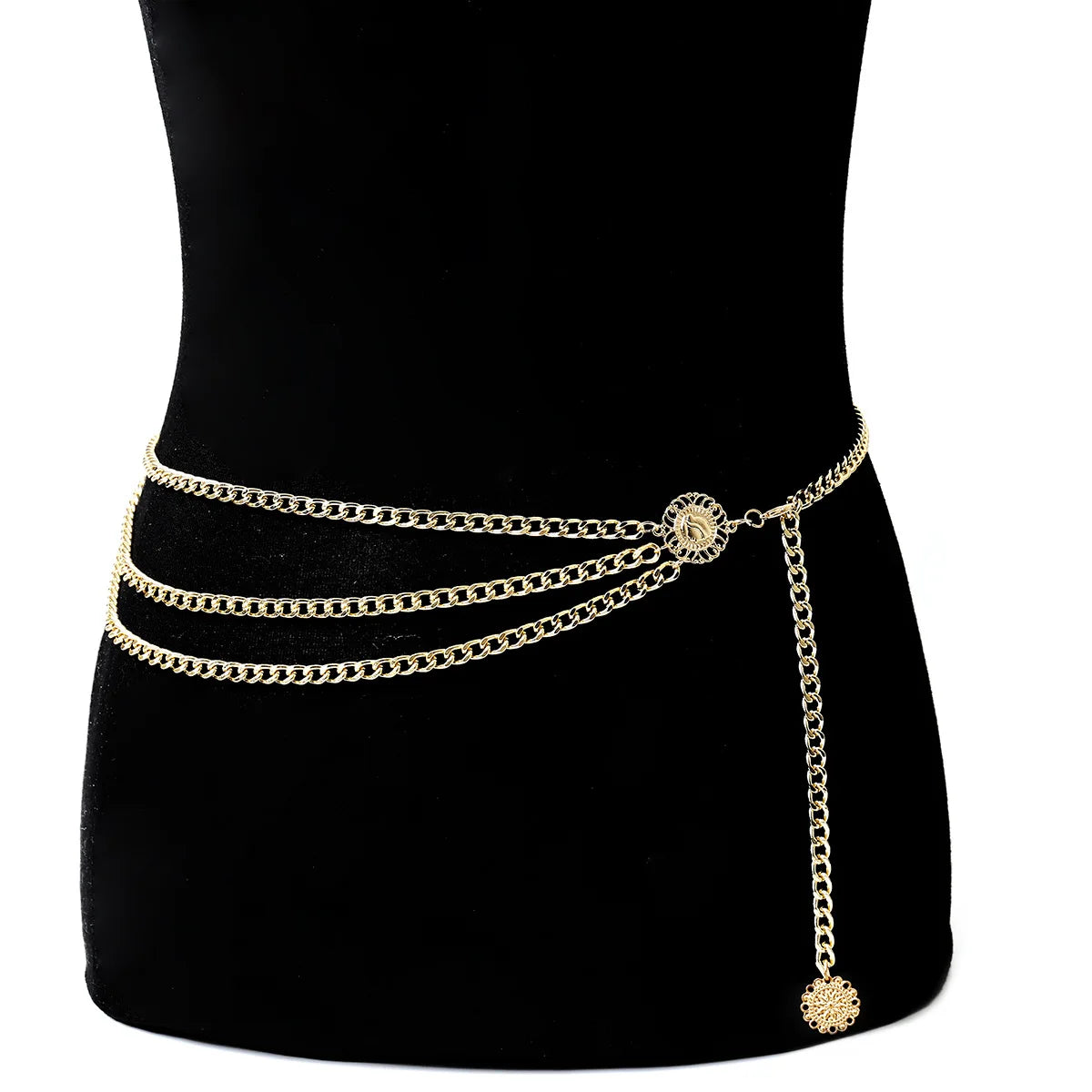 Retro Chain Belts for Women Waistbands Multilayer Long Tassel for Dress Waist Chain Belts Rhinestone Crystal Belly Chain...