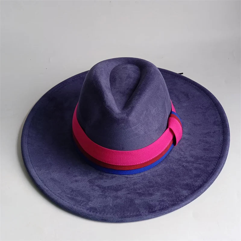 Grayish Brown Suede Hat Wide Brim 2026 NEW Fedora Hat Men Women Autumn Winter Felt Hats Classic Church Fedoras Chapeau...