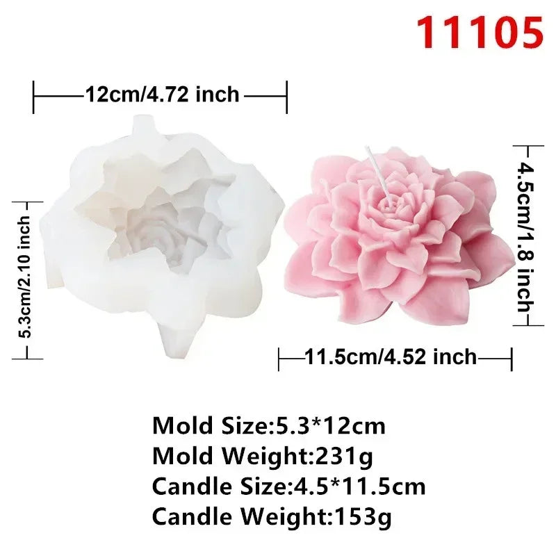 Peony Rose Bud Bouquet Candle Silicone Mold Peony Flower Clusters Candle Mould Christmas Gift Flower Bundle Resin Gypsum Molds