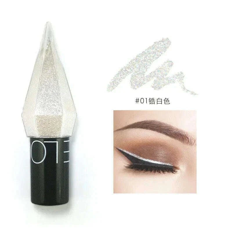 Glitter Diamond Eyeliner Pencil Waterproof Silver Rose Gold Pearlescent Sequins Eye Liner Eyeshadow Pen Eyes Makeup Cosmetics