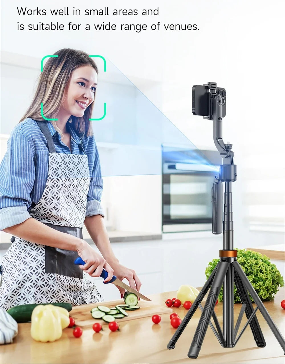 180cm70.9in Facial Tracking 360°Rotation Gimbals Stabilizer Selfie Stick Intelligent Phone Holder Tripod for Mobile Camera GoPro