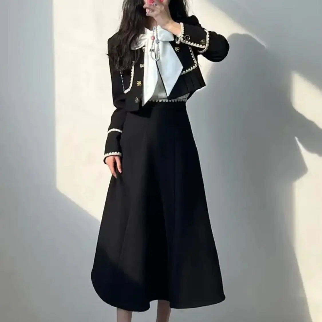Autumn The Latest Elegant Coat Skirt Two-piece Set Mainland China Conjunto Femenino Roupa Elegante 2 Piece Blazer and Skirt