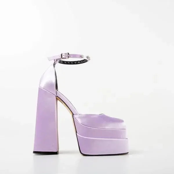 Round Toe Beige High Heels 2024 Basketball Platform Women's Shoes With Straps Sexy Pump 12cm Latest Buckle Casual Square Crossdr