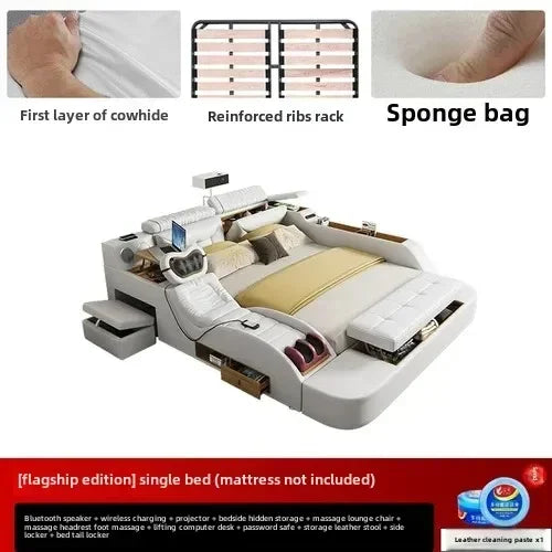 Korean Modern Luxury Bed European Nature Luxury Bedroom Human Bed Design Multifunctional Bedroom Camas King Size Home Furniture - Kimlud