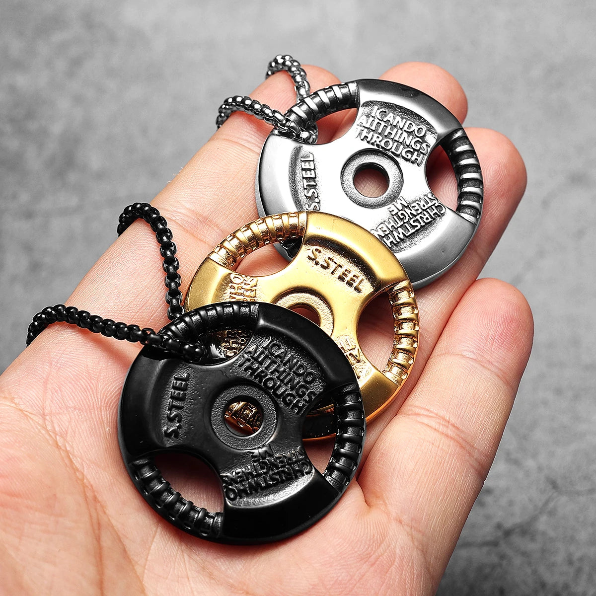 Dumbbell Pads Men Necklace With Pendant Fitness Gym Stainless Steel Jewelry Punk HipHop New In for Male Women Gifts Wholesale