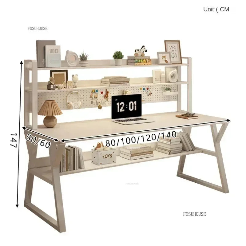 Nordic Desktop Computer Desks for Student Gaming Tables Bookshelf Integrated Creative Office Furniture Home Bedroom Study Desk - Kimlud
