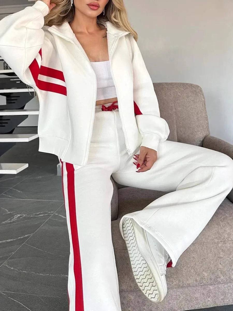 Fashion Two-piece Women's White Sports Suit Loose Sports Shirt+casual Pants Sets Sportswear Women Clothes Tracksuit Women Outfit