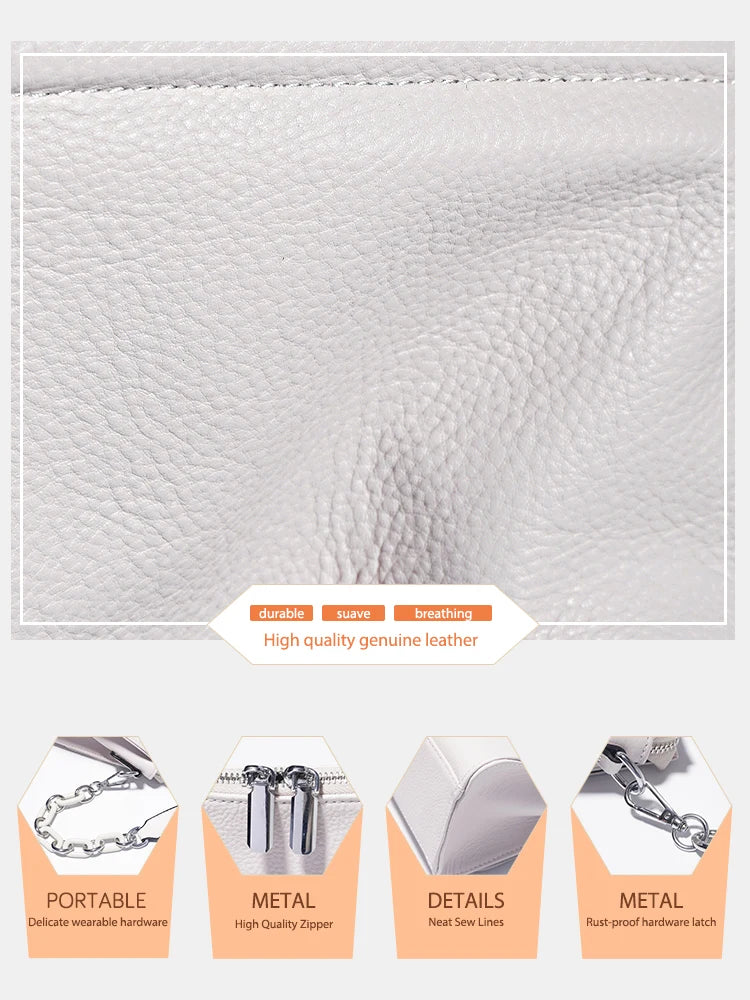 Zency Acrylic Chain Handbag Soft Leather Top-Handle Women's Luxury Small Underarm Crossbody Bag White Fashion Shoulder |...