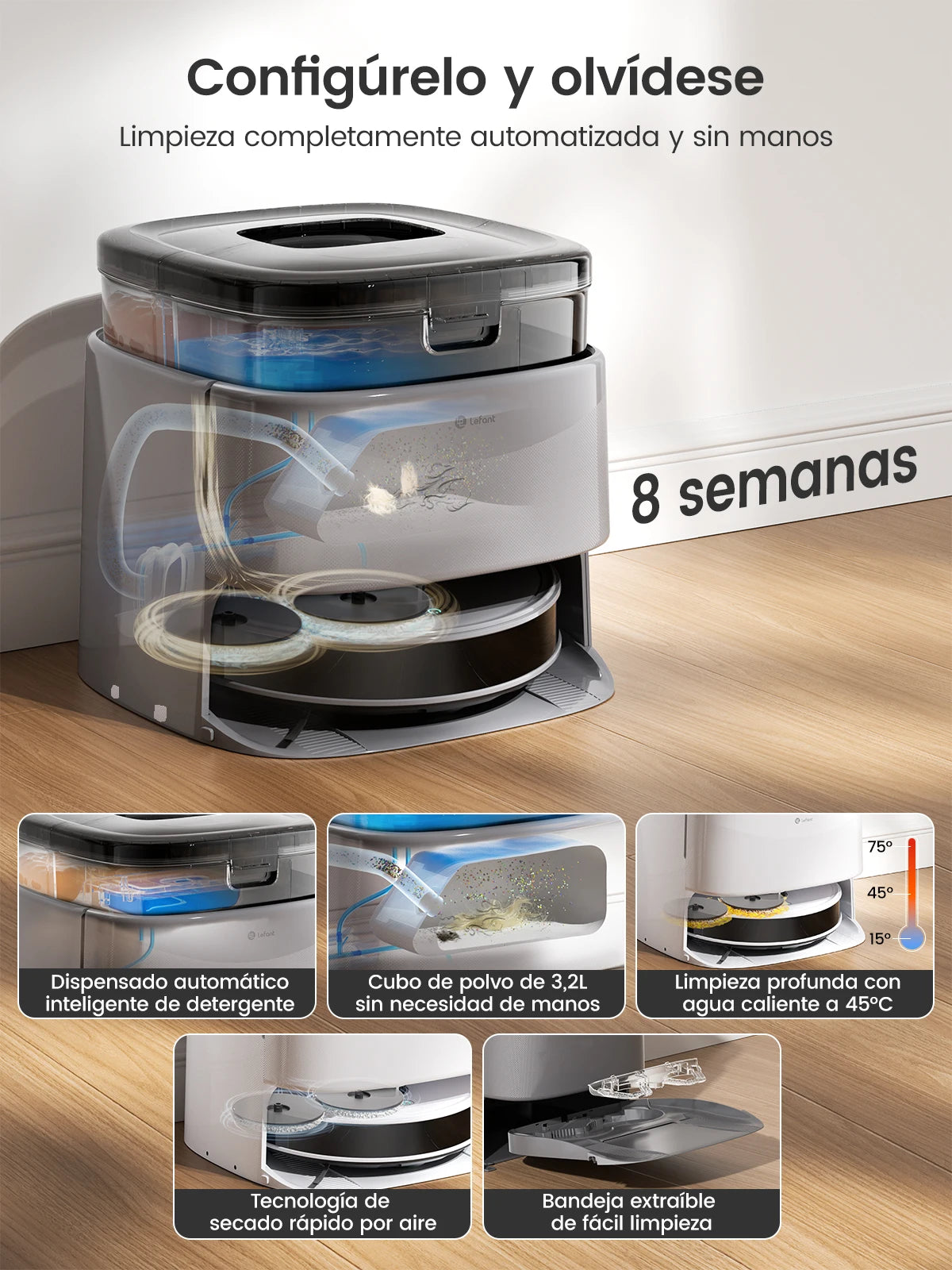 Lefant M3 Max Robot Vacuum, Robot Vacuum and Mop, 20000Pa Suction, Anti-Tangle Brushes, Dual Spinning Mop, Auto Mop...
