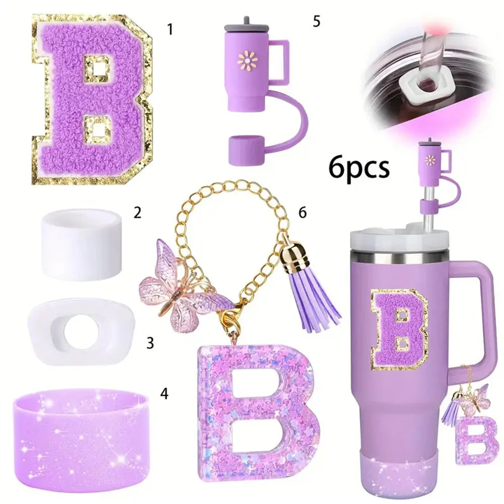 6PCS Cup Accessories Set for Stan ley Cup 40oz tumbler with handle Including Silicone Straw Topper and Boot, Spill Proof Stopper