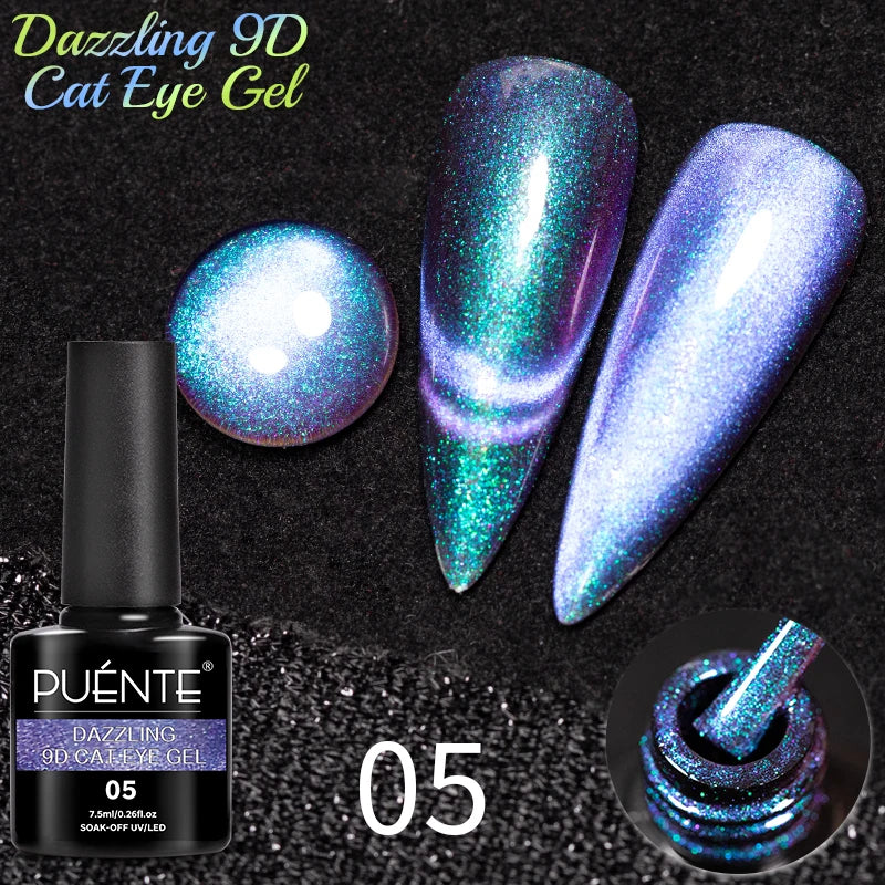 7.5ML Sparkling Reflective Glitter Gel Nail Polish Pink Purple Red Blue Colors Dark Flashing Nail Gel Soak Off UV Nail Varnish