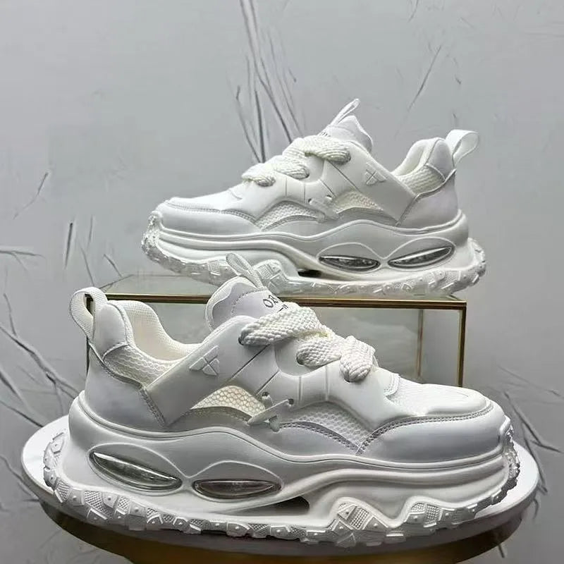 Men Breathable Mesh Casual Running Shoes Inner Elevation Thick Sole Shock-absorption Outdoor Teen Trend Unky Sneakers