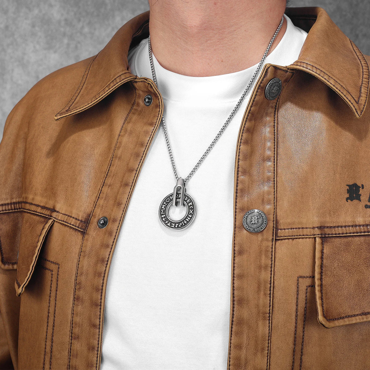 Viking Rune Carving Men Necklaces With Pendant Stainless Steel Jewelry For Male Women Punk Hip Hop Accessories Gifts Wholesale