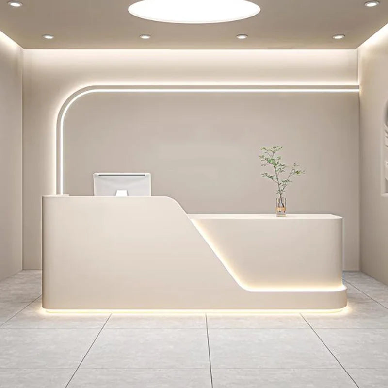 Organizers Minimalist Reception Desks Led Lights Curved Modern Reception Desks Beauty Salon Comptoire Accueil Trendy Furniture - Kimlud