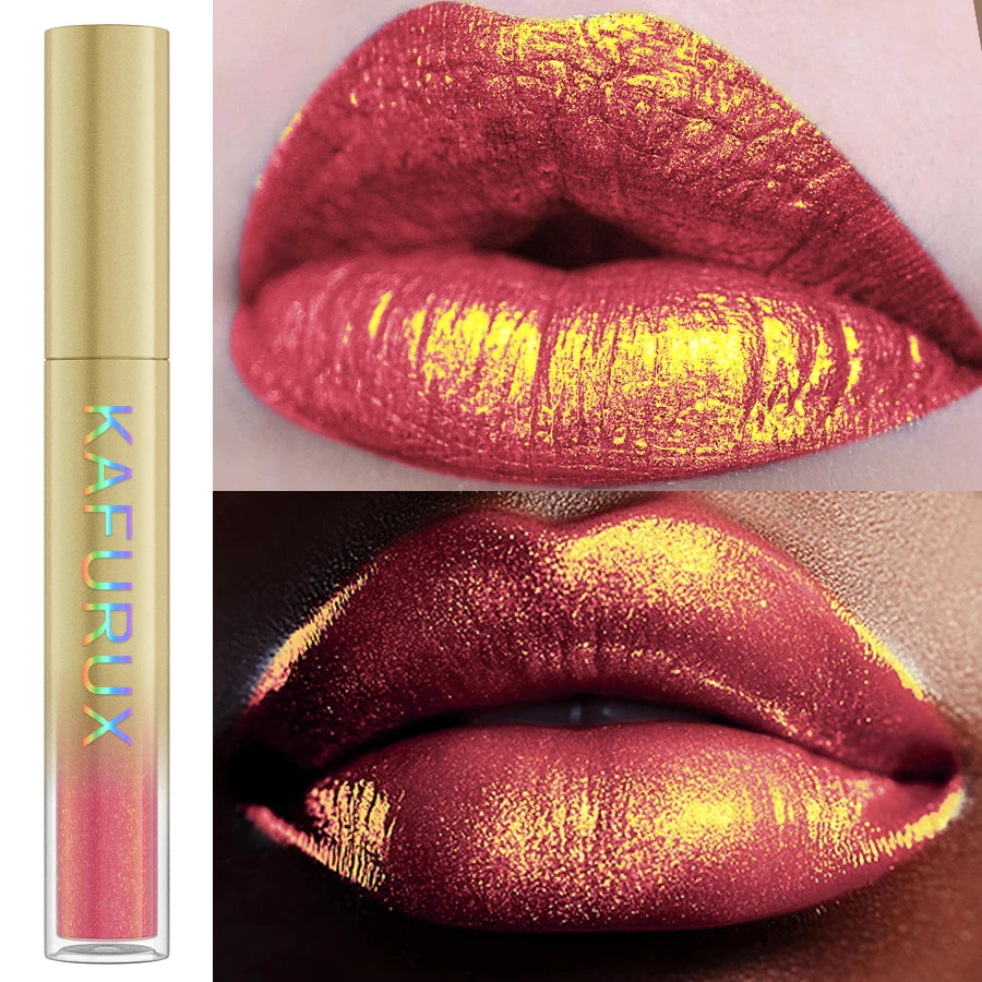 14 Colors Glitter Lip Glaze Hydrating Red Pink Metallic Lip Tint Highly Pigment Lip Gloss Korean Makeup for Women Cosmetics Gift