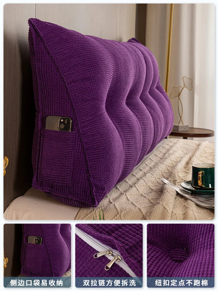 Long Pillow Headboard Cushion Triangle Large Back Bed Soft Bag Pillow Can Be Disassembled and Washed Bedroom Sofa