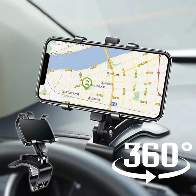 Car Mobile Phone Holder 360 Rotation Dash Board Easy Clip Mount Stand Universal GPS Navigation Bracket For iPhone Xiaomi Samsung