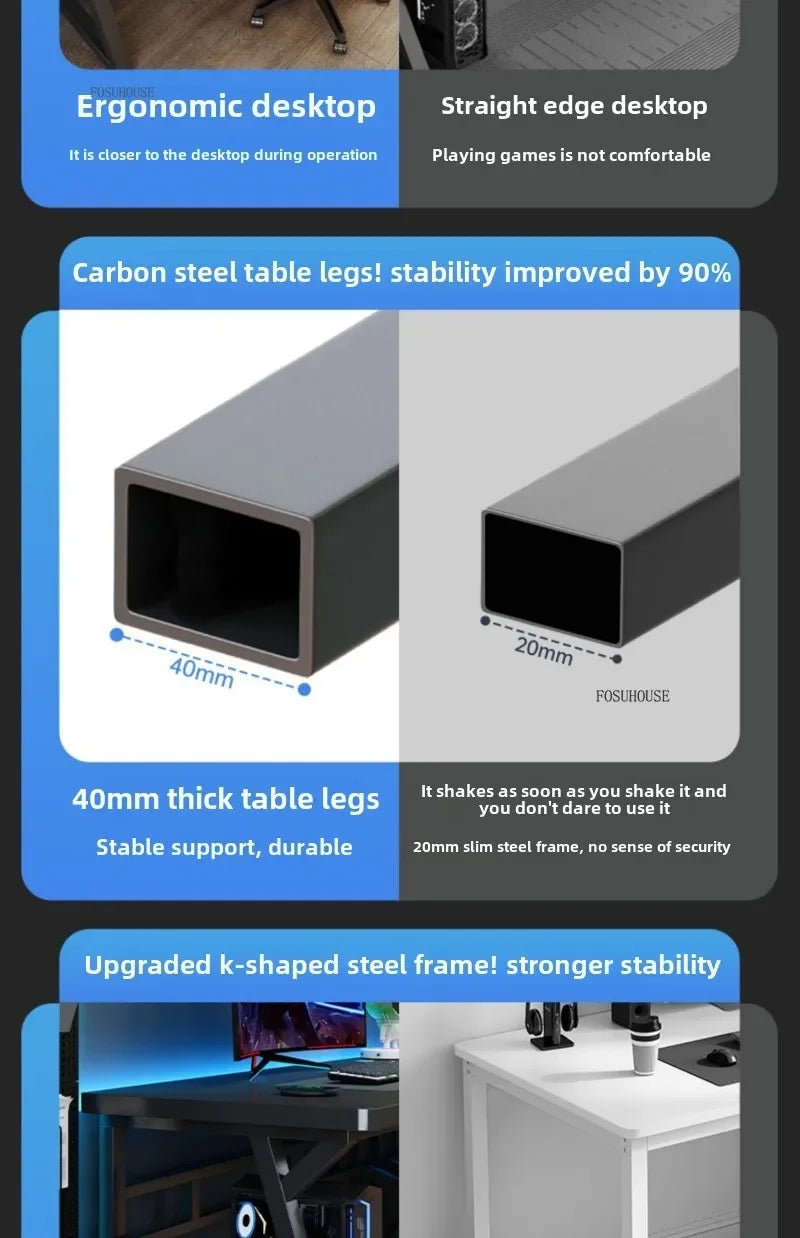 Modern Double Computer Desks Home Desktop E-sports Gaming Table Bedroom Simple Desk Student Study Tables Office Furniture EE Z - Kimlud
