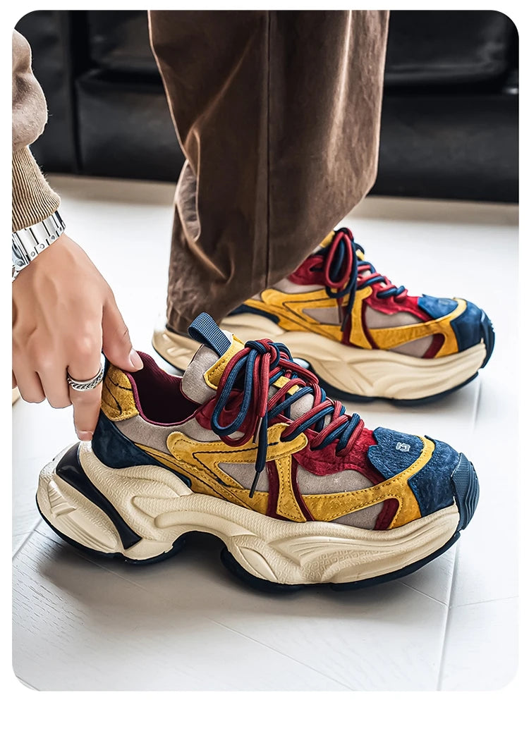 Lacing up Men's and Women's Couple Sport Shoes 2025 Thick Sole Luxury Design Casual Retro Dirty Casual Sneakers Breathable Upper - Kimlud