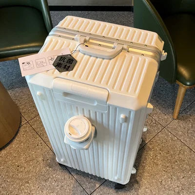 Large Capacity Travel Luggage Aluminum frame Suitcase pull rod Case 24/28/32 " with Cup Holder Travel Case Combination box - Kimlud