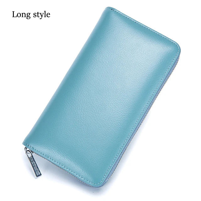 Women Wallets Long Genuine Leather Purses RFID Anti Theft Money Bag For Women Phone Purse Large Capacity Card Holders Carteras