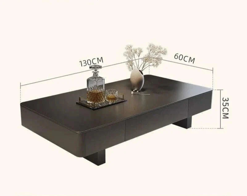 Italian coffee living room home new light luxury high-end black rectangular simple small apartment rock slab coffee table