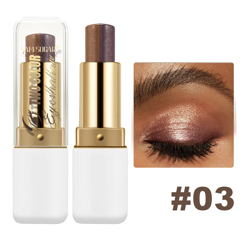 Double Color Eyeshadow Stick Glitter Highlight Shadow Stick Eye Makeup Waterproof Lasting Shimmer Metallic Eyeshadow Makeup