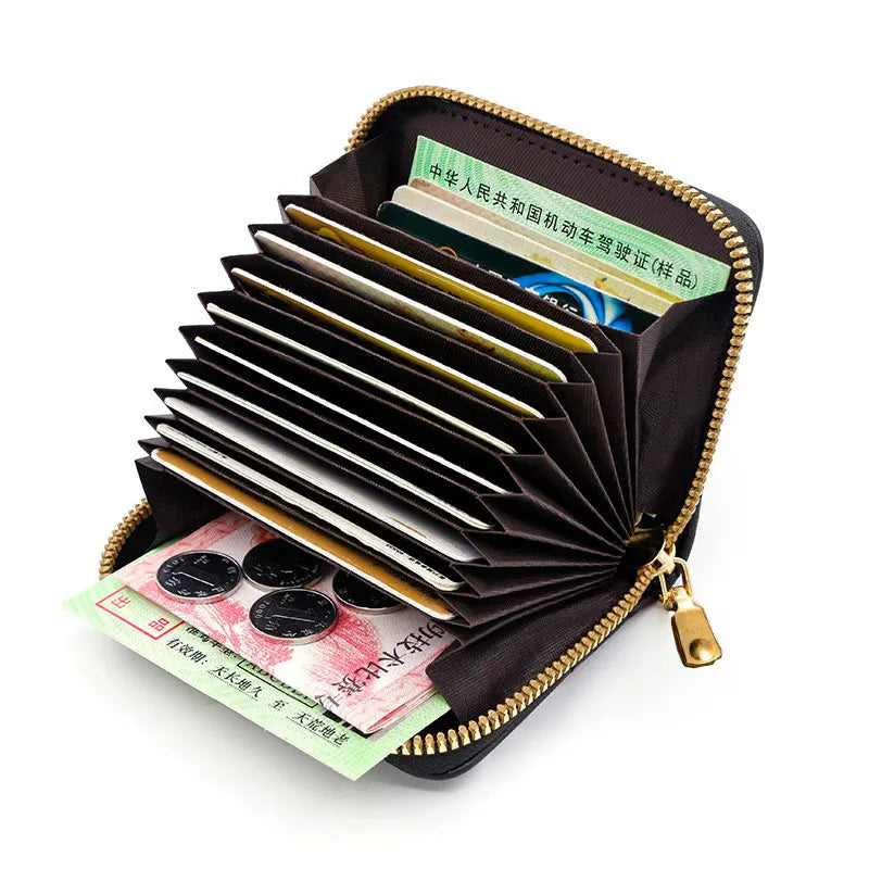 1pc Organ Card Bag Korean Edition Portable Women's Short Bank Card Cover Business Card Clip Zipper Vertical Handheld Bag - Kimlud