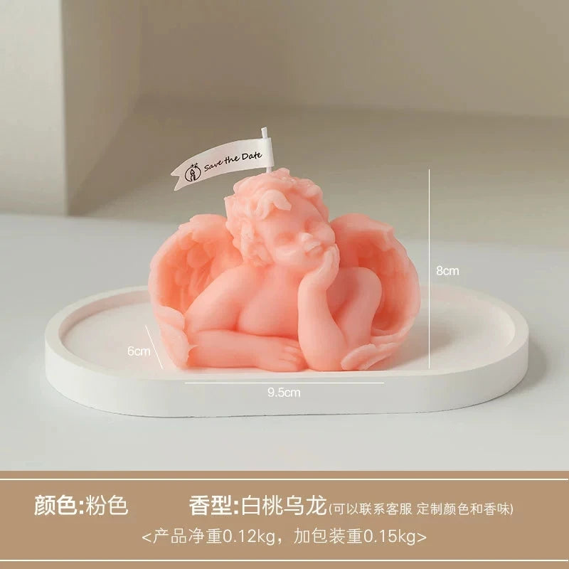 1Pc Nordic Style Cupid Angel Soy Wax Candle - Smokeless Essential Oil Aromatherapy Candle for Home Decor & Photo Props