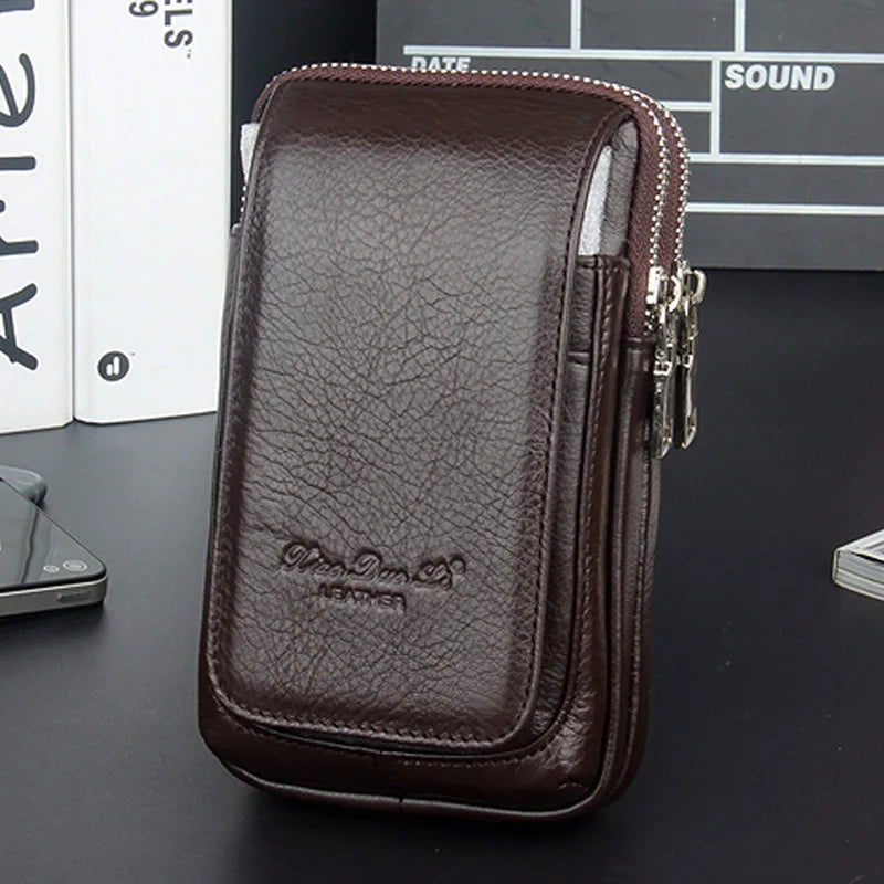 High Quality Men Genuine Leather Waist Pack Bag Coin Cigarette Purse Pocket Pouch Belt Bum Cell/Mobile Phone Case Fanny...