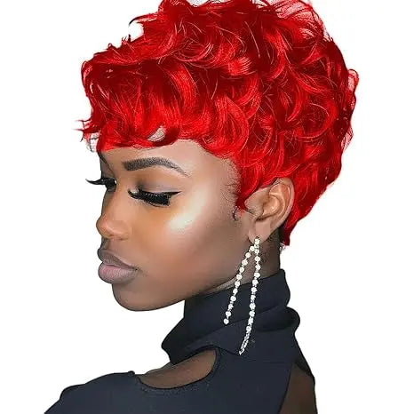 Black Women's Short Curly Elf Wig Black Women's Synthetic Wig Natural Wave Shape Black Elf Cutting Wig Short Curly Layered Elf