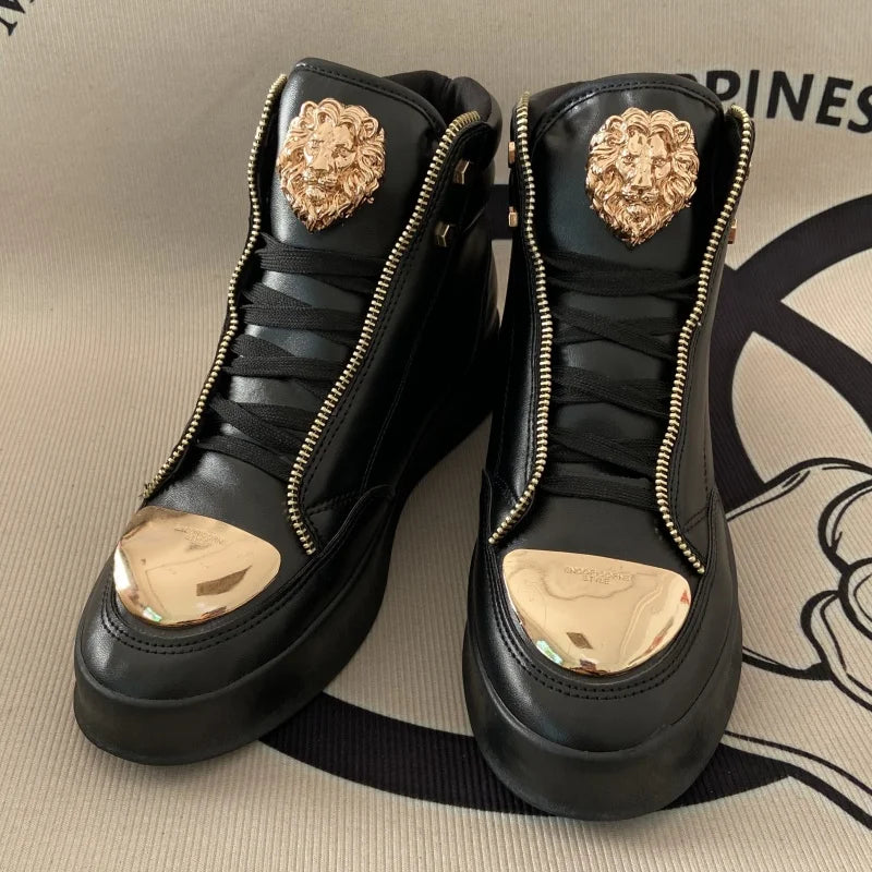 original shoes brand high top casual shoes for man zip decoration casual sneakers mens ankle boots sports hip-hop running shoes - Kimlud