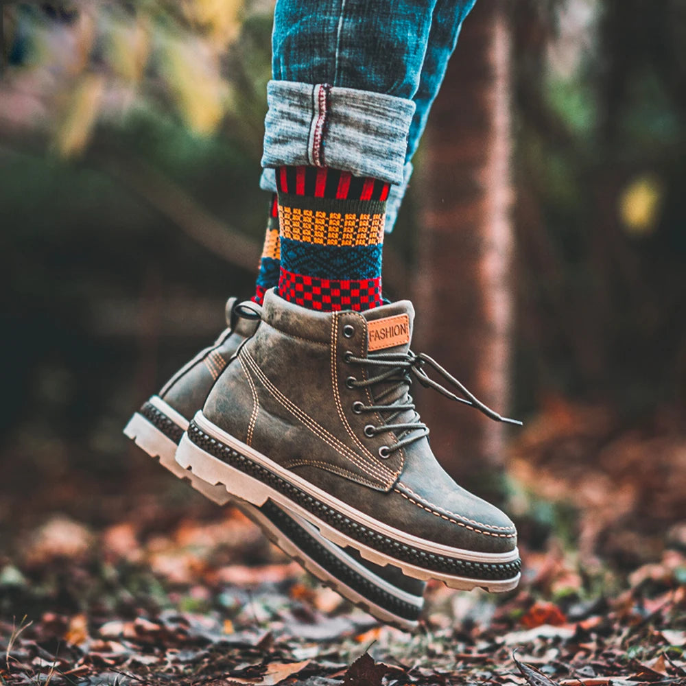 HSS Brand 5 Pairs Winter Men's Socks Thicken Sheep's Wool Socks Warm Men Retro Style Colorful Fashion Man Socks For Snow boots - Kimlud
