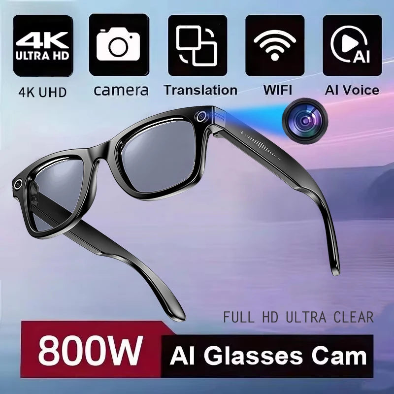 New 800W Camera AI Glasses Men Color-Changing Smart Translation Glasses Photo Video Recording Waterproof Call Smart...