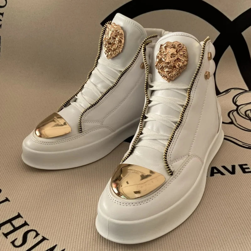 Zip decoration casual sneaker designer shoes for man luxury brand trainers running shoes high top sports casual ankle boots men - Kimlud