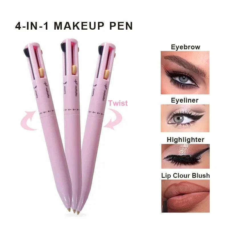 4 In 1 Makeup Pen Eyebrow Pencil Waterproof Drawing Eye Brow Long Lasting Easy Color Eyeliner Eyebrow Pen Sweatproof Makeup Pen