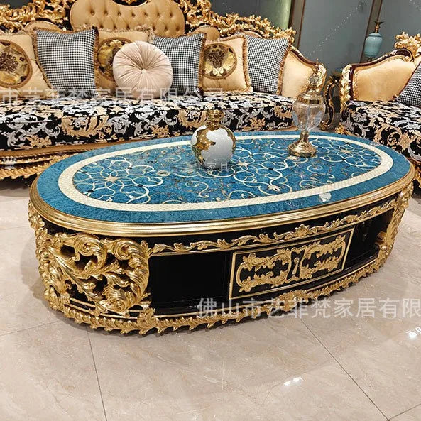 French aristocratic living room furniture European style luxury high-end gold fabric sofa - Kimlud