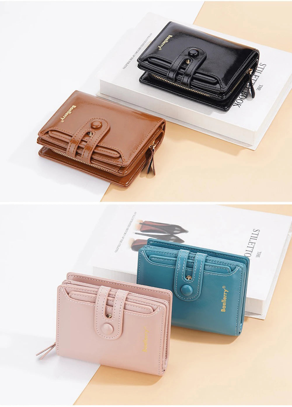Women's Oiled Waxed Leather Wallet - Buckle Closure, Vertical Zipper Coin Pocket & 6 Card Slots (Heritage Design)