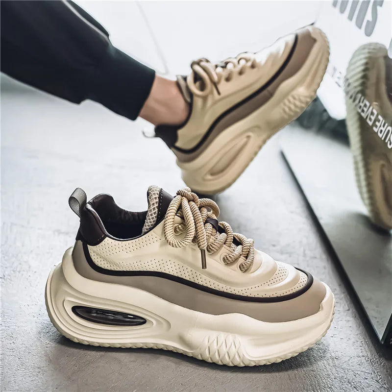 Men's Casual Sports Shoes, Fashionable Thick Soled Skateboarding Shoes, Trendy and Comfortable Men's Shoes Suitable for Outdoor - Kimlud