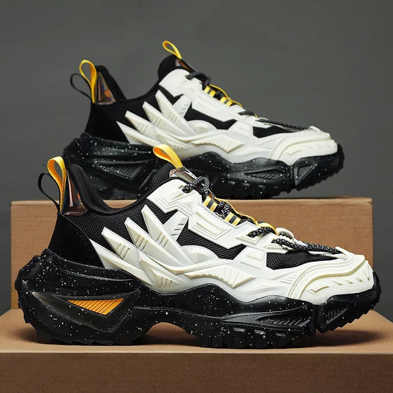 Men's Breathable Sports Casual Shoes Summer Trendy Black Heightening Dad Style Sneakers Mesh Uppers Rubber Soles Comfortable - Kimlud