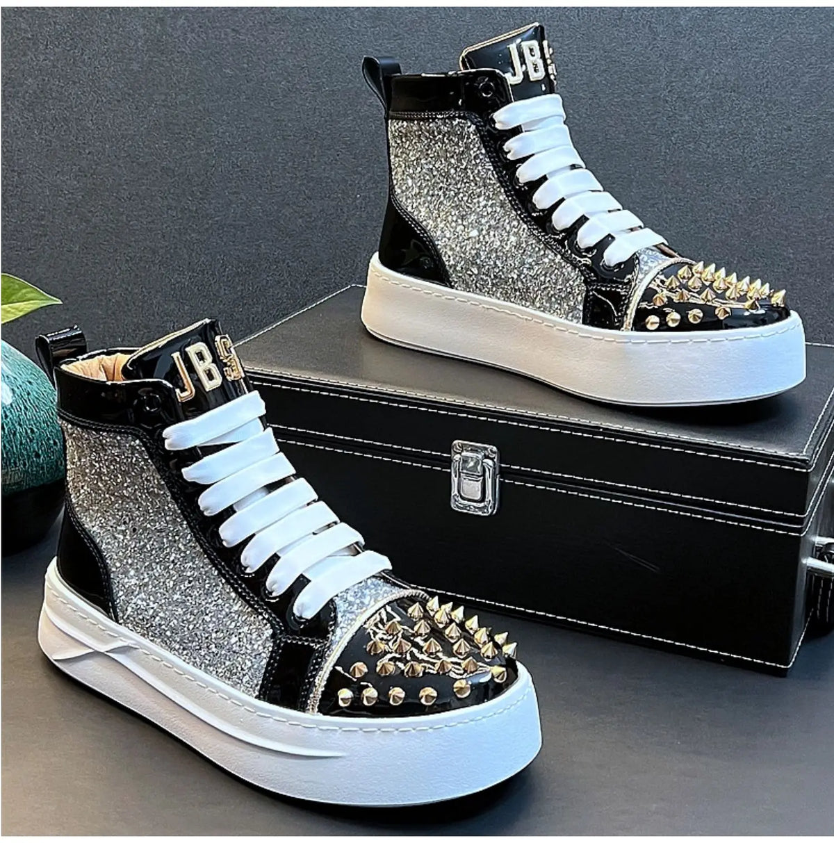 Rhinestone Luxury Designer Sneakers Italy Fashion Men Punk Hip Hop Platform Casual Shoes Trainers Business Wedding Loafers 93