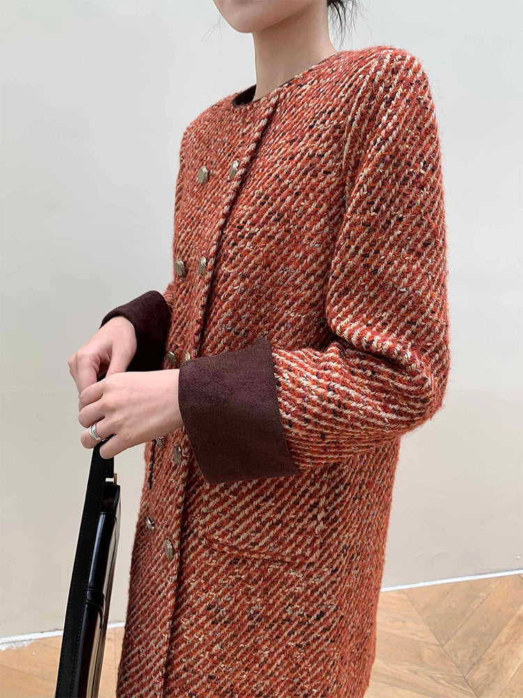 Skirt Women's Autumn and Winter French Retro Style Socialite Wool Tweed Dress dresses | Kimlud Office Premium Dress