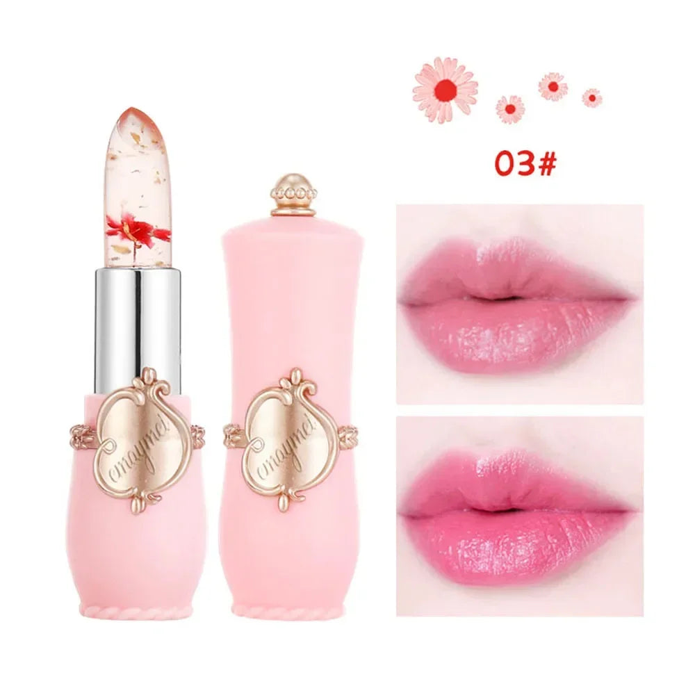 Jelly Dried Flower Color Changing Lip Balm Transparent Moisturizing Make Up Lipstick Repair Dry Cracks for Lips Care Lipgloss