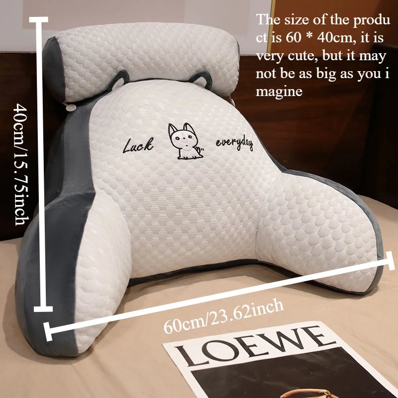 1pc Adjustable Reading Pillow - Ergonomic Back Support Cushion for Bed/Sofa/Floor, Gray Quilted Breathable Design |...