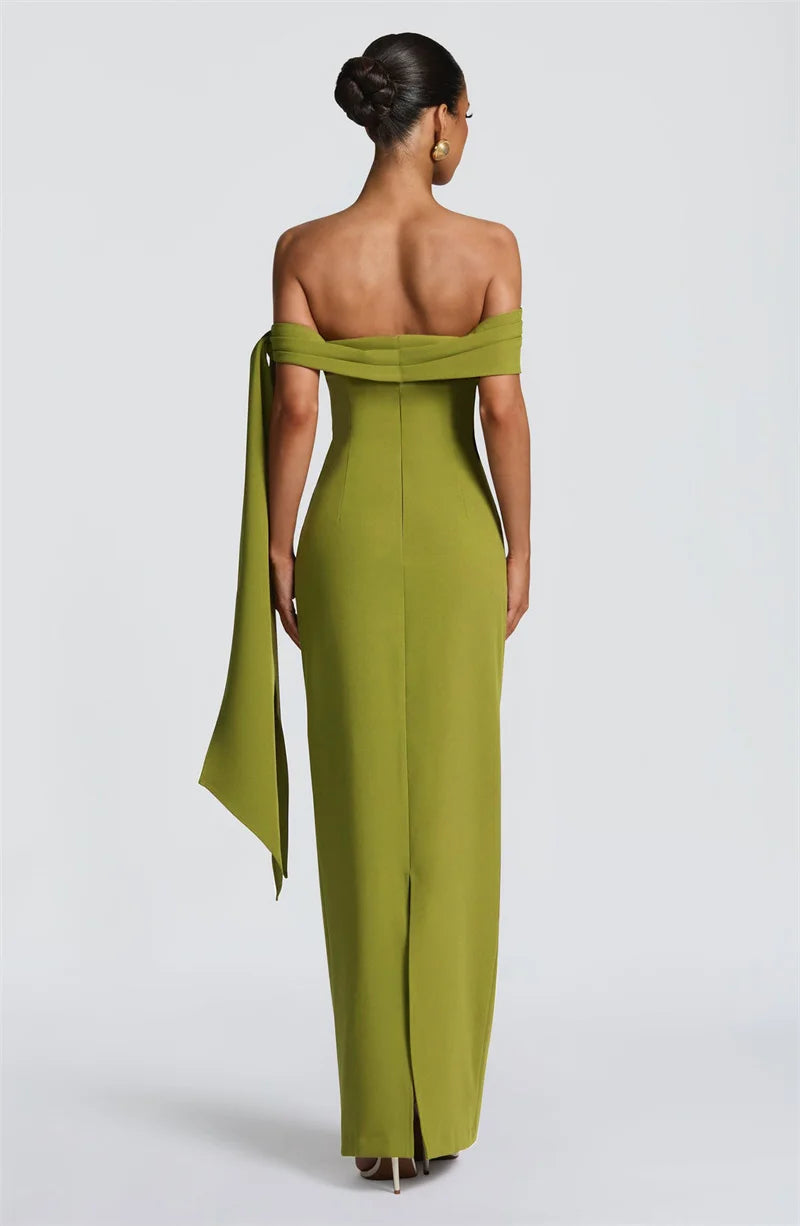 Mozision Off-shoulder Strapless Sexy Maxi Dress Women Elegant Sleeveless Backless Draped Ruched Bodycon Club Party Long Dresses