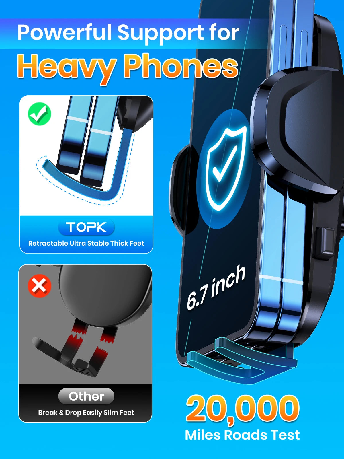 TOPK D36-G Universal Car Phone Holder with Hook Clip Air Vent Car Mount 360° Rotation Universal Mobile Phone Mount for...