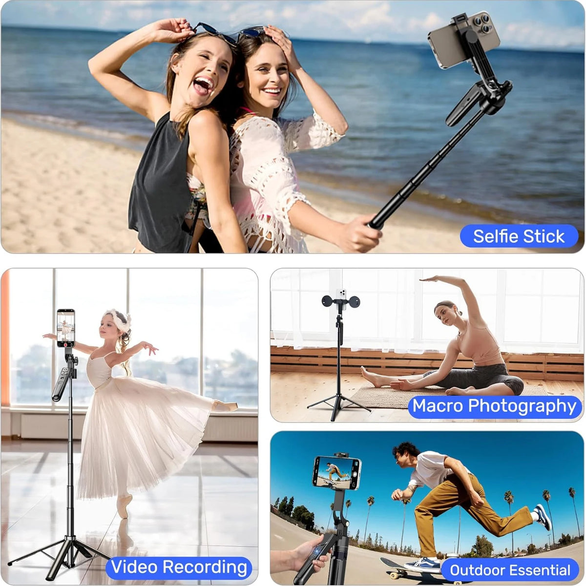 Extendable Auto Face Tracking Tripod 360° Rotation with Light 70.8" Motion Sensor Phone Tripod Stand For Vlog Live Stream